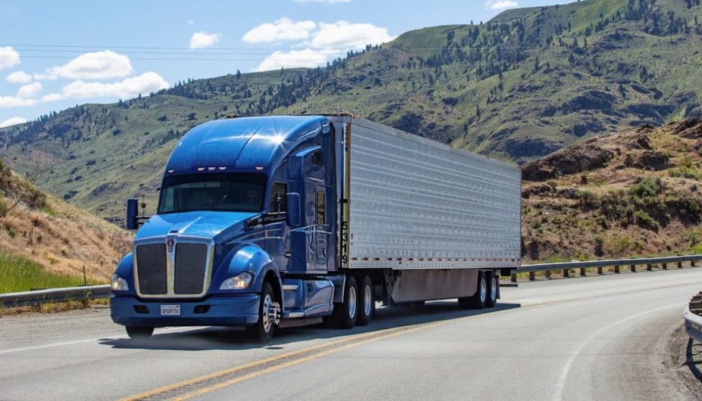 A DEBOL TRUCKING LLC tractor and dry van trailer on the CHESTER approach